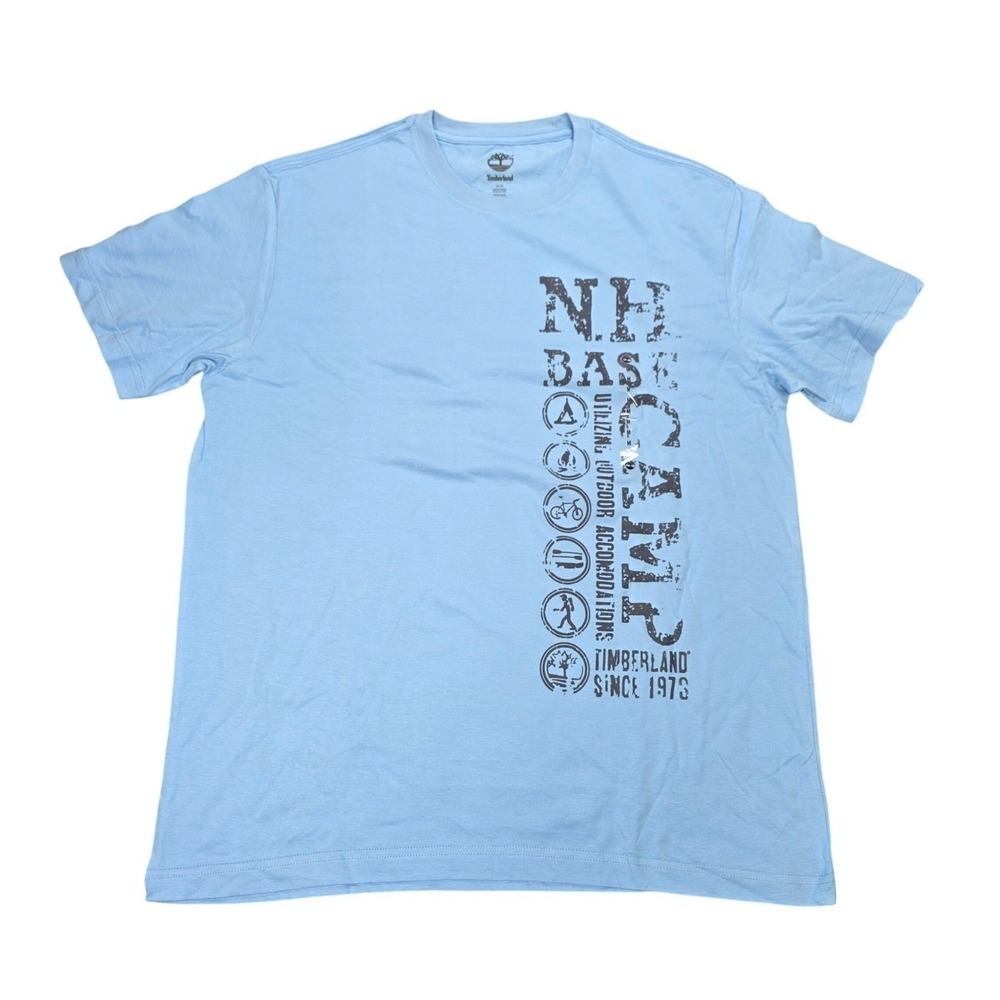 Timberland Short Sleeve T-Shirt Men's Size M Light Blue Cotton Casual Travel NWT